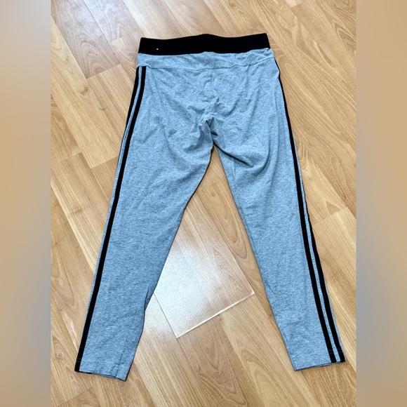Adidas Kids Light Gray Leggings with Black Stripes - Picture 4 of 4